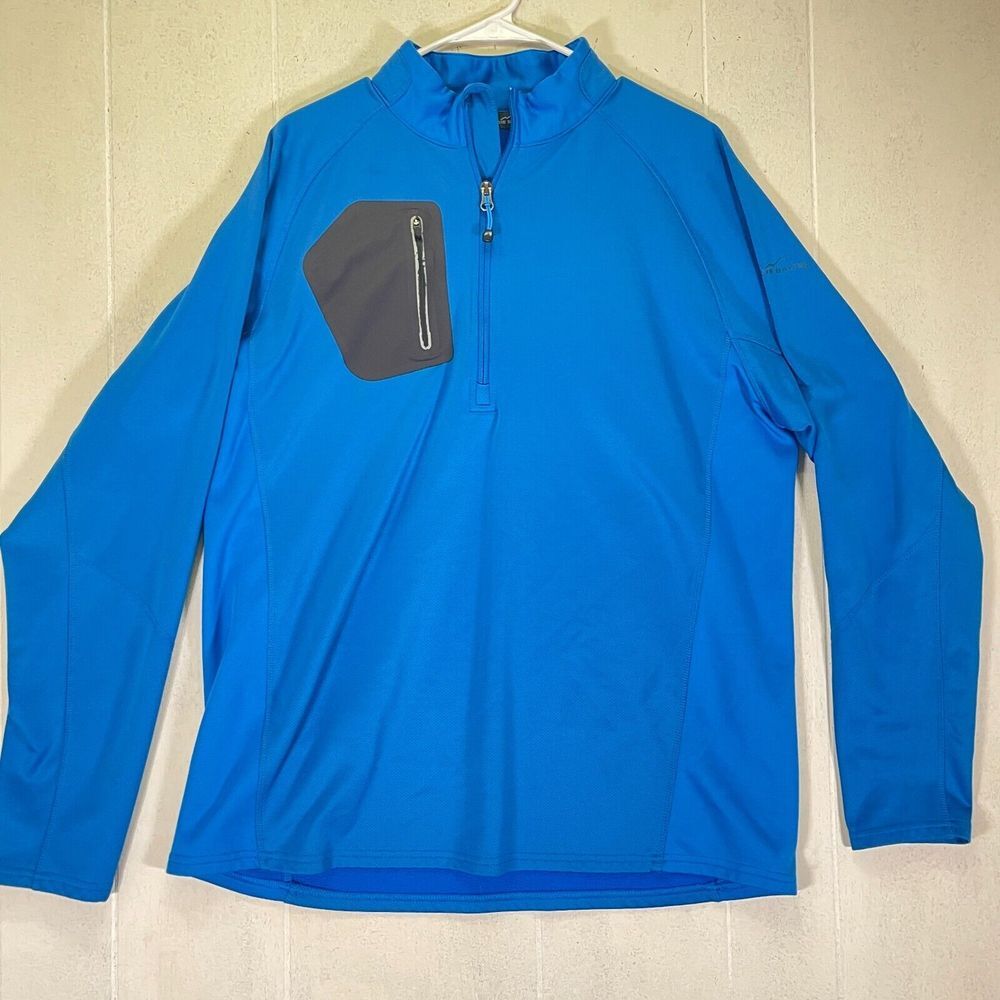 Men's XL Eddie Bauer 1/4 Zip Pullover Henley Sweater Blue Performance